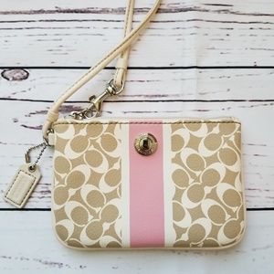 COACH small wristlet - tan and pink